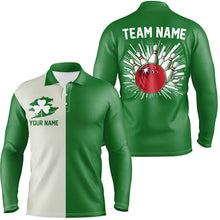 Load image into Gallery viewer, Green lucky clover retro mens bowling Polo Shirts custom St Patrick Day team bowling jerseys NQS7193