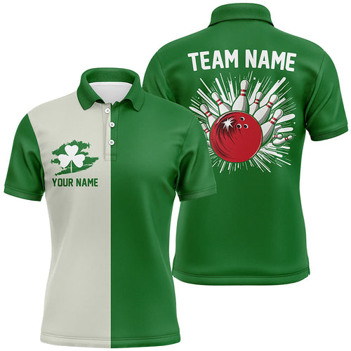 Green lucky clover retro mens bowling Polo Shirts custom St Patrick Day team bowling jerseys NQS7193