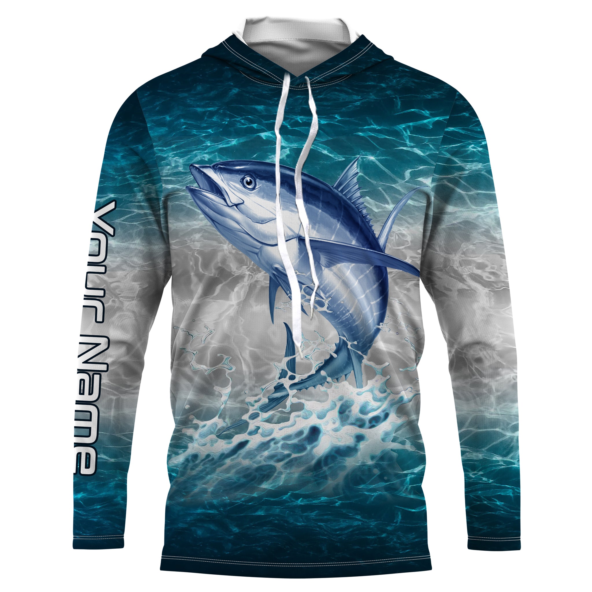 Tuna fishing blue sea water camo Custom Name performance long sleeve f –  ChipteeAmz