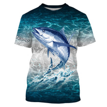 Load image into Gallery viewer, Tuna fishing blue sea water camo Custom Name performance long sleeve fishing shirts uv protection NQS3655