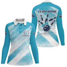Load image into Gallery viewer, Personalized vintage retro Bowling Polo Shirts For Women custom bowling team League jerseys | Blue NQS6904