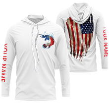 Load image into Gallery viewer, Alligator Gar fishing American flag patriot Custom upf fishing Shirts, custom fishing shirts with hood NQS3111