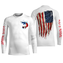 Load image into Gallery viewer, Alligator Gar fishing American flag patriot Custom upf fishing Shirts, custom fishing shirts with hood NQS3111