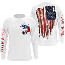 Load image into Gallery viewer, Alligator Gar fishing American flag patriot Custom upf fishing Shirts, custom fishing shirts with hood NQS3111