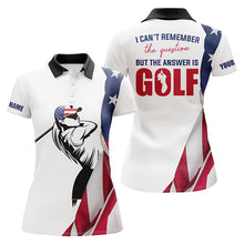 Load image into Gallery viewer, Funny Womens golf polo shirt custom American flag I can&#39;t remember the question but the answer is golf NQS5339