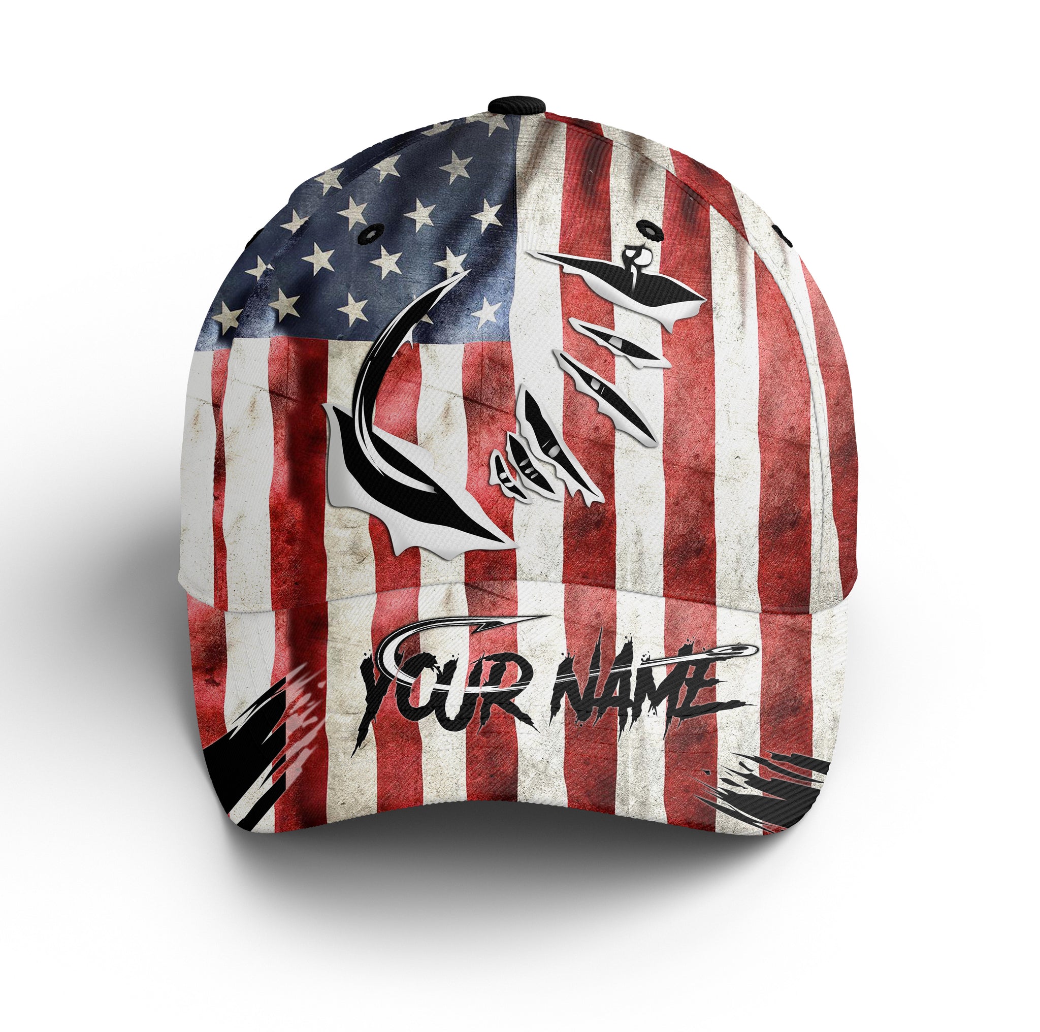 American flag fish hook Custom fishing hat Adjustable Unisex Fishing B –  ChipteeAmz