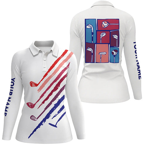 White Women golf polo shirts custom vintage golf clubs golf tops for ladies, golf gifts for women NQS6468