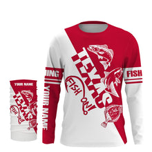 Load image into Gallery viewer, Texas slam Fishing redfish, speckled trout, flounder Customized Name UV Protection Shirts, patriotic Fishing Clothing | Red NQS2416