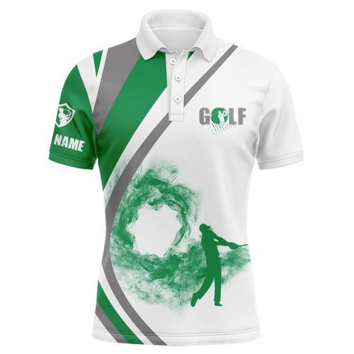 White short sleeve, long sleeve golf polo shirts for mens custom name golfer gifts | Green NQS4799