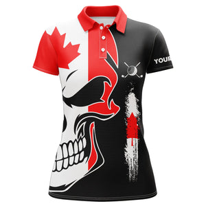 Womens golf polo shirts Canadian flag patriotic custom skull golf shirts for women, ladies golf top NQS5067