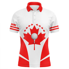 Load image into Gallery viewer, Red white Mens golf polo shirts Canadian flag patriotic golf balls shirts for men, mens golf top NQS5068