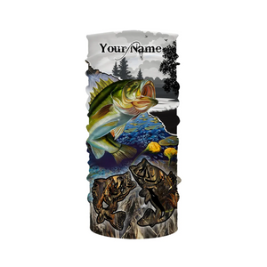 Largemouth Bass Fishing camo performance fishing shirts Custom name long sleeves fishing shirts for men NQS905