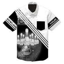 Load image into Gallery viewer, Custom hawaiian bowling shirts bowling ball and pins team shirt, button up bowling shirts | White NQS4452