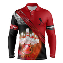 Load image into Gallery viewer, Custom bowling shirts for men bowling ball and pins team shirt, custom bowling jerseys | Red NQS4452