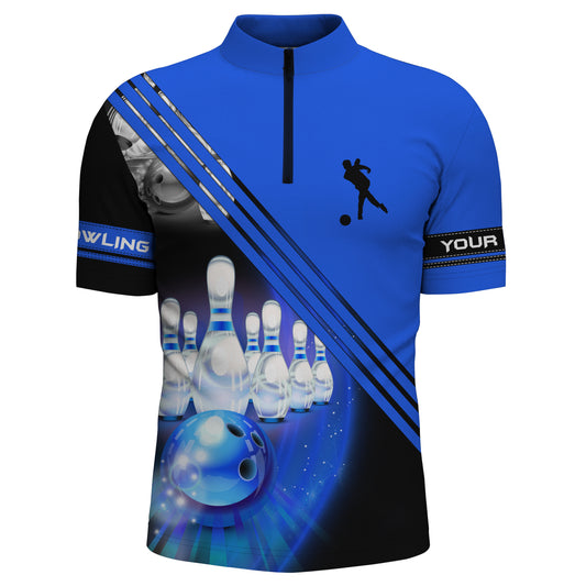 Custom bowling shirt for men – personalized team jersey front view