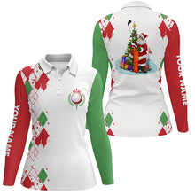 Load image into Gallery viewer, Womens golf polo shirt custom Christmas Santa Claus white golf shirt for ladies, team golf jerseys NQS6914