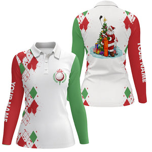 Womens golf polo shirt custom Christmas Santa Claus white golf shirt for ladies, team golf jerseys NQS6914