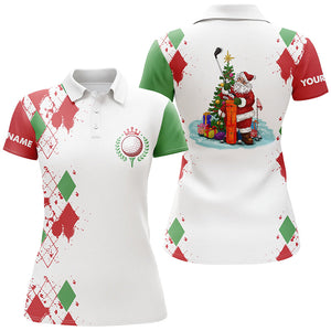 Womens golf polo shirt custom Christmas Santa Claus white golf shirt for ladies, team golf jerseys NQS6914