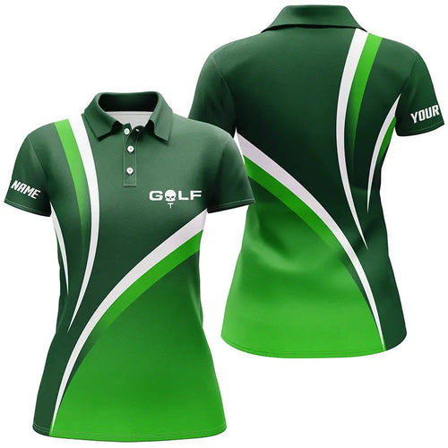 Women golf polo shirts custom name womens golf clothes, tournament golf tops for ladies | Green NQS6919