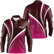 Load image into Gallery viewer, Mens golf polo shirts custom name men&#39;s golf polos, tournament golf tops for mens | Pink NQS6920
