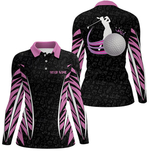 Womens golf polos shirts custom pink and black camo golf clubs golf tops for ladies NQS7208