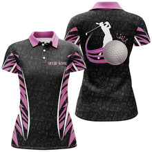 Load image into Gallery viewer, Womens golf polos shirts custom pink and black camo golf clubs golf tops for ladies NQS7208