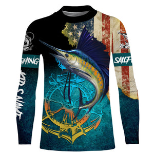 Sailfish fishing American flag patriotic Custom upf fishing Shirts jersey, custom fishing shirts NQS3115