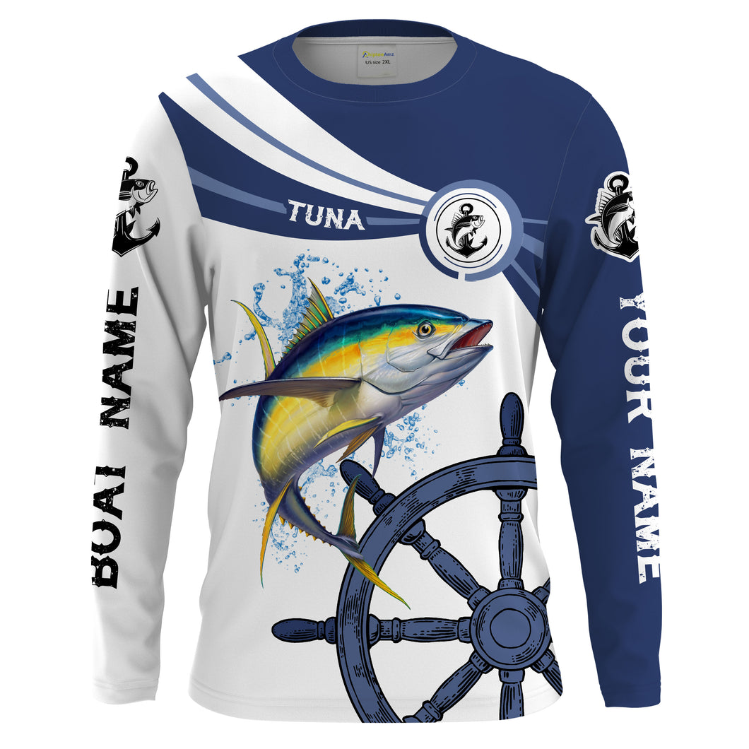 Tuna fishing All Over Printed Shirts Customize Name and boat name Long Sleeve Fishing Shirts NQS1731