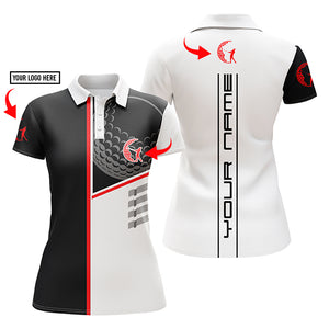 Golf club custom name and logo black & white Womens golf polo shirts personalized golf gift NQS3363