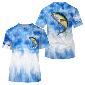 Tuna saltwater fishing blue sea camo Custom Name sun protection UPF long sleeves fishing shirts jersey NQS3535