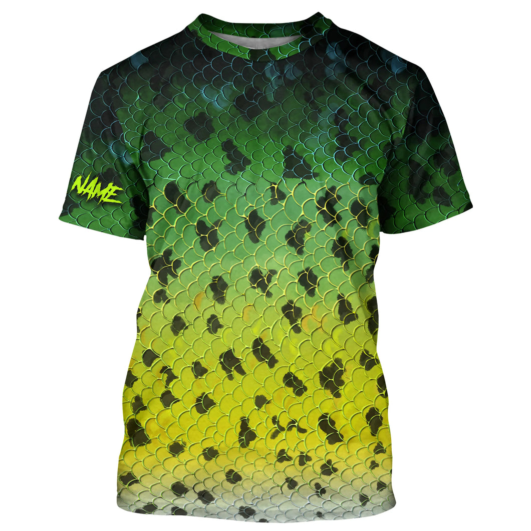 Crappie fishing green scales long sleeves Fishing shirts UV protection customize name NQS2146
