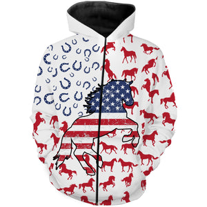 Horse American flag patriotic 3D All Over Printed horse shirts, animal shirts, gift for horse lovers NQS2905