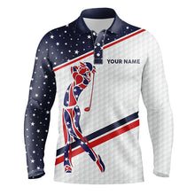 Load image into Gallery viewer, Personalized American flag patriotic golf white Mens golf polo shirts custom mens golf wears NQS7091