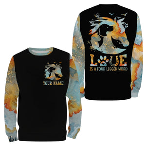 Love is a four legged word Farm Barn Cat dog horse Custom Name 3D All Over Printed Shirts NQS3126