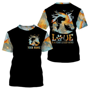Love is a four legged word Farm Barn Cat dog horse Custom Name 3D All Over Printed Shirts NQS3126