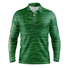 Load image into Gallery viewer, Mens golf polo shirts custom name mens green Golf Course pattern tournament golf polo shirts NQS5079