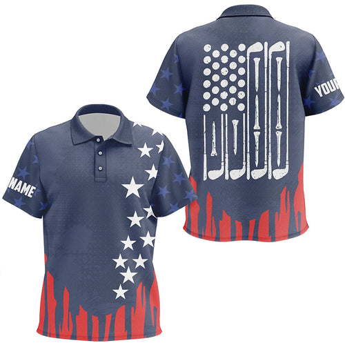 Red white and blue American flag Kid golf polo shirts custom patriotic Kid's golf outfits NQS6736