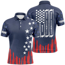 Load image into Gallery viewer, Red white and blue American flag Mens golf polo shirt custom patriotic men&#39;s golf outfits NQS6736