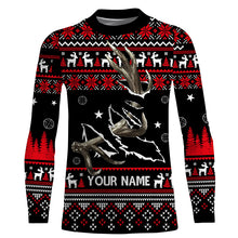 Load image into Gallery viewer, Funny Ugly Sweater pattern Deer shed Hunting Custom All over print Shirts, Christmas shirt for hunter NQS4466