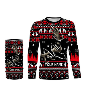 Funny Ugly Sweater pattern Deer shed Hunting Custom All over print Shirts, Christmas shirt for hunter NQS4466