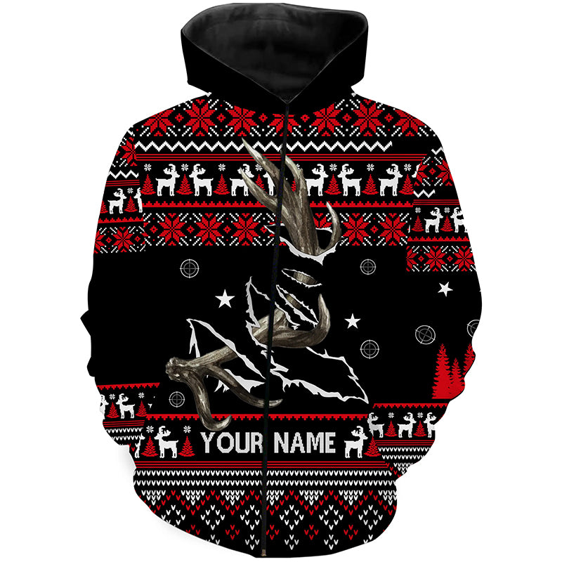 Funny Ugly Sweater pattern Deer shed Hunting Custom All over print Shirts, Christmas shirt for hunter NQS4466