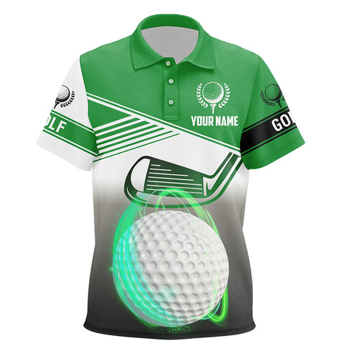 Kids golf polo shirt custom golf ball children golf clothes, golf gifts for Kid | Green NQS6930