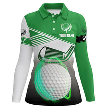 Load image into Gallery viewer, Women golf polo shirts custom golf ball womens golf clothes, golf gifts for womens | Green NQS6930