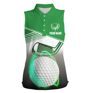 Womens sleeveless polo shirts custom golf ball ladies golf sleeveless tops, golf gifts | Green NQS6930