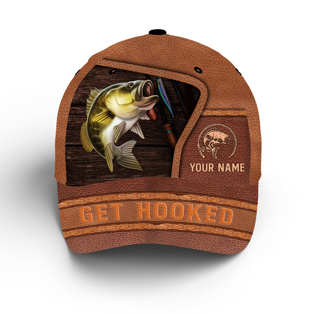 Largemouth bass fishing hats for men, women custom name get hooked fishing hat, gift for fisherman NQS3690