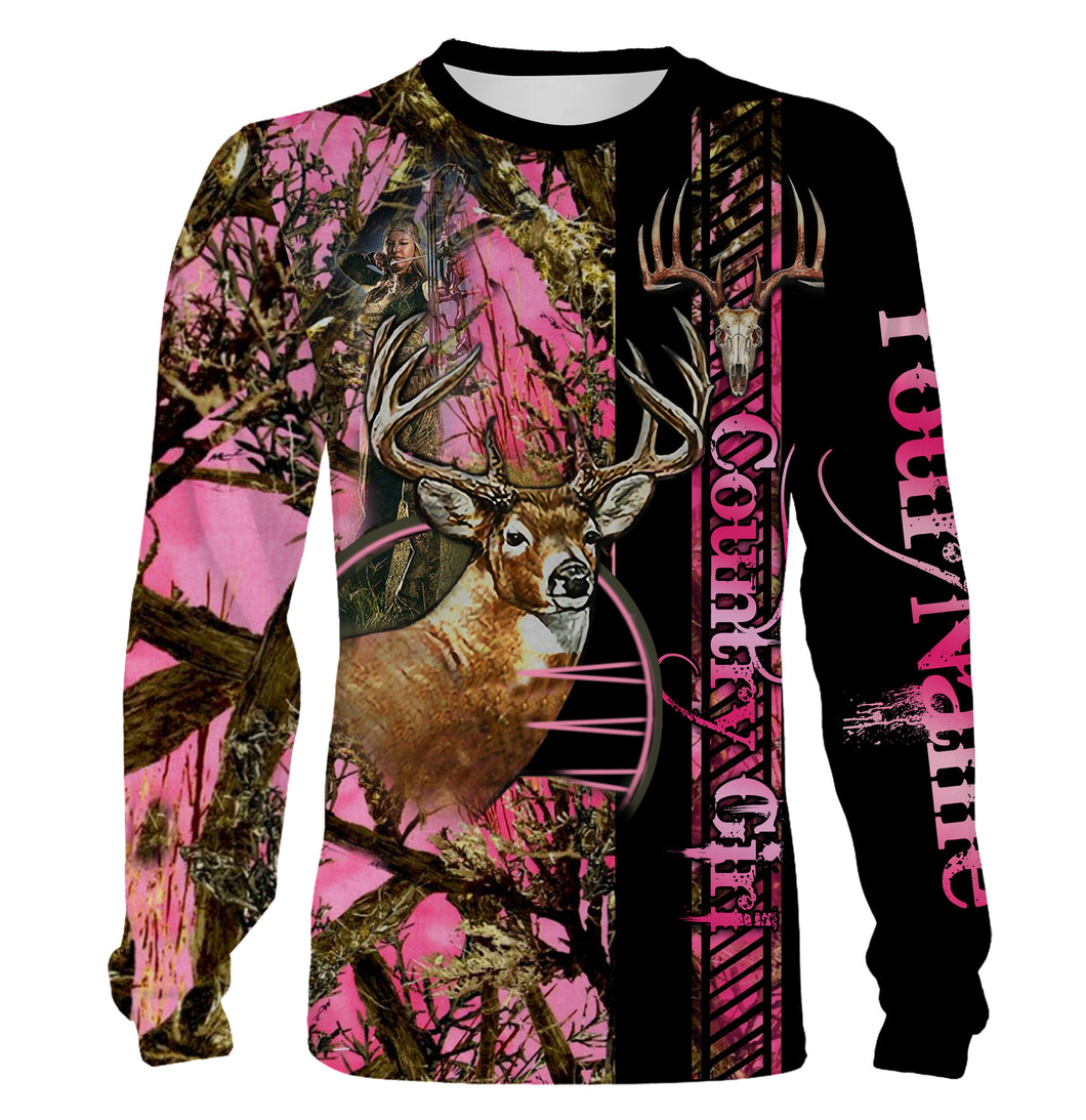 Country Girl Deer Hunting pink Muddy Camo Customize Name 3D All Over Printed Shirts Personalized Hunting gift For Adult And Kid NQS930