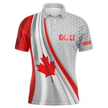 Load image into Gallery viewer, Canadian flag white golf ball skin Mens golf polo shirts custom name patriotic golf tops for mens NQS6740