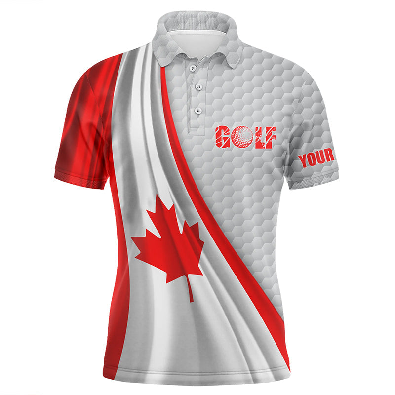 Canadian flag white golf ball skin Mens golf polo shirts custom name patriotic golf tops for mens NQS6740