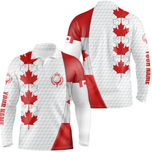 Load image into Gallery viewer, Canadian flag Mens golf polo shirt custom Maple leaves patriotic white golf ball skin shirt for men NQS6743