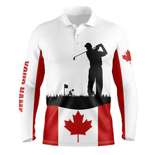 Load image into Gallery viewer, Mens golf polo shirt custom Canadian flag patriotic golf shirt for men, golfing attire male NQS6746
